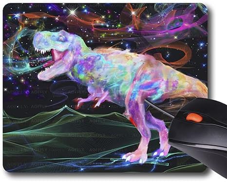 AOFFLY Stephanie Analah - Rainbow Trex 2 - Non-Slip Rubber Mousepad Gaming Mouse Pad