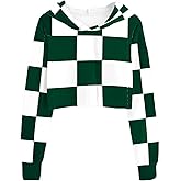 Seiciviy Girls Crop Tops Kids Hoodies Cute Plaid Color Block Shirts Long Sleeve Cropped Casual Pullover Fashion Sweatshirts