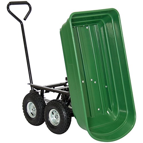 Garden Dump Cart Dumper Wagon Carrier Wheel Barrow 650lb Capacity - Thumbnail 4