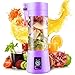 Electric USB Juicer Blender Portable Juicer Cup 380ml Water Bottle Juicer Machine with 6 Blades, 2000mAh Rechargable Battery (Purple)