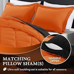 downluxe Queen Comforter Set - Orange and Black