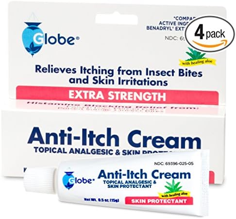 Anti-Itch Cream with Histamine Blocker (4 PACK) Compare to BENADRYL) 0.5 oz Tubes