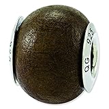 Sterling Silver Reflections Imbuia Wood Bead Charm - JewelryWeb