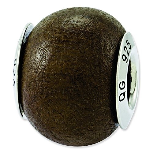 Sterling Silver Reflections Imbuia Wood Bead Charm - JewelryWeb
