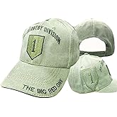 US Army 1ST Infantry Big Red One- U.S. Army OD Green Military Baseball Cap Hat