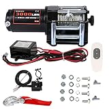 X-BULL 12V 3000LBS/1360kg Electric ATV Winch 2 Remote Wireles Control Steel Cable Boat ATV Kit