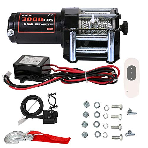 X-BULL 12V 3000LBS/1360kg Electric ATV Winch 2 Remote Wireles Control Steel Cable Boat ATV Kit