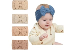 YNOBUN Baby Headbands Soft Stretchy Nylon Hair Bands with Bows for Newborn Infant baby hair ties （kq）
