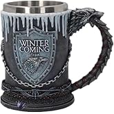 Personalise Engraved Style Mug Horn Games Beers of Mug,Stainless Steel Resin 3D Coffee Beer Mug Drinkware Cup (2.Winter Is Coming Handle Cup)