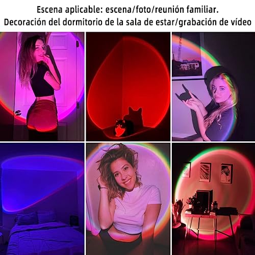 PKDEF Lámpara de proyección con 16 Colores, Proyector de Luz Arcoíris de Rotación de 360 Grados con control remoto, para cumpleaños, Día del Niño, decoración y fotografía