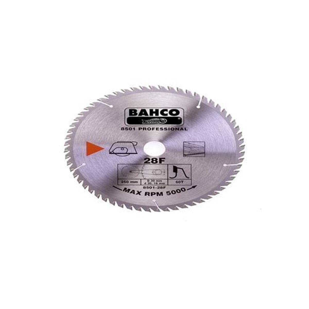 Bahco 8501-22F Circular Saw Blade with 40 Teeth for Wood, 0 V, Silver, 230 mm