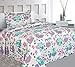 Elegant Home Cute Beautiful Girls Mutlicolor Pink White Blue Purple Floral Owl Hearts Design 2 Piece Coverlet Bedspread Quilt Kids Teens/Girls Twin Size # Owl (Twin Size)