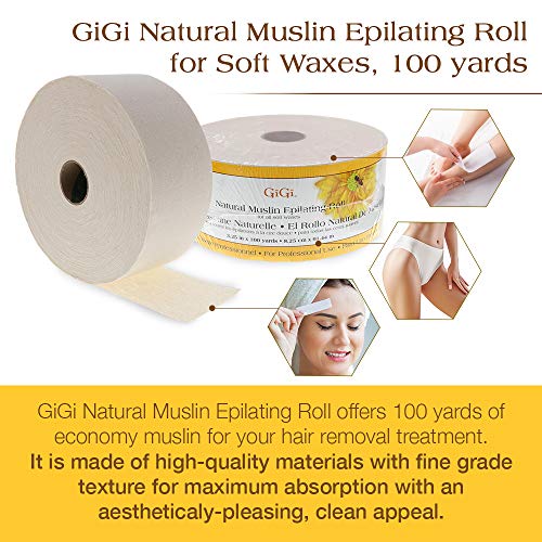 GiGi Natural Muslin Roll for Hair Waxing / Hair Removal, 3.25inch x
