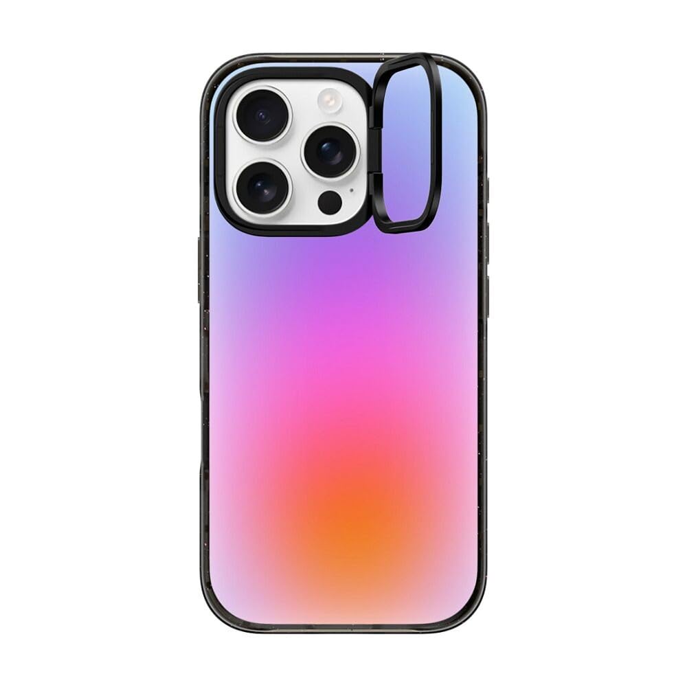 CASETiFY Impact Ring Stand iPhone 16 Pro Case [Kickstand / 6.6ft. 3X Military Grade Drop Protection/Compatible with Magsafe] - Color Cloud - Clear Black