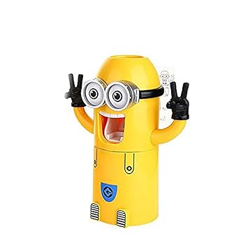 Ndier Nette Minions Entwurf Waschset Zahnbürstenhalter automatische Zahnpastaspender mit Pinsel Cup Gelb |One Eye Home dekor