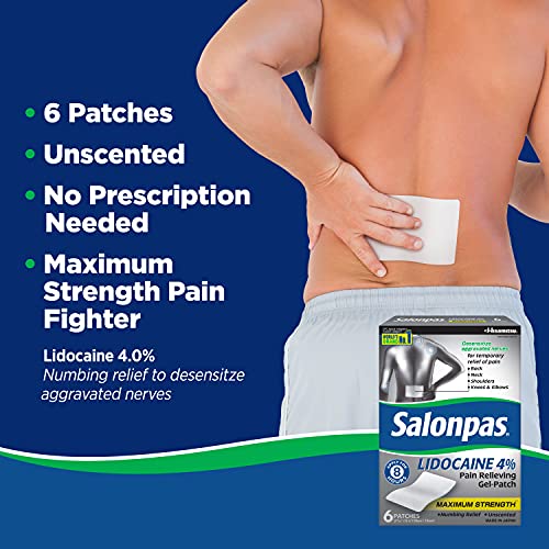 Salonpas Lidocaine 4 Pain Relieving Maximum Strength GelPatch 6ct
