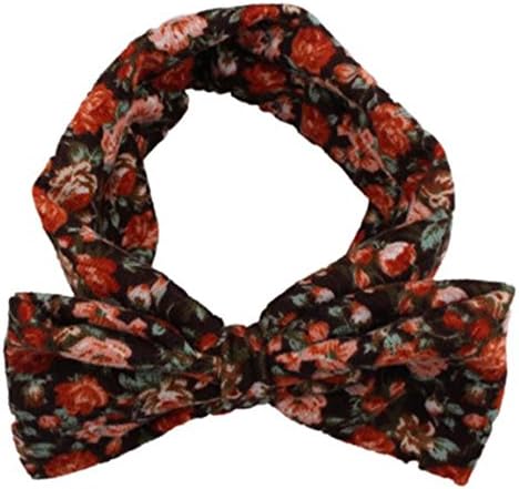 HN Baby Girl Elastic Bowknot Headband Hair Band Bohemia Headdress (Red)