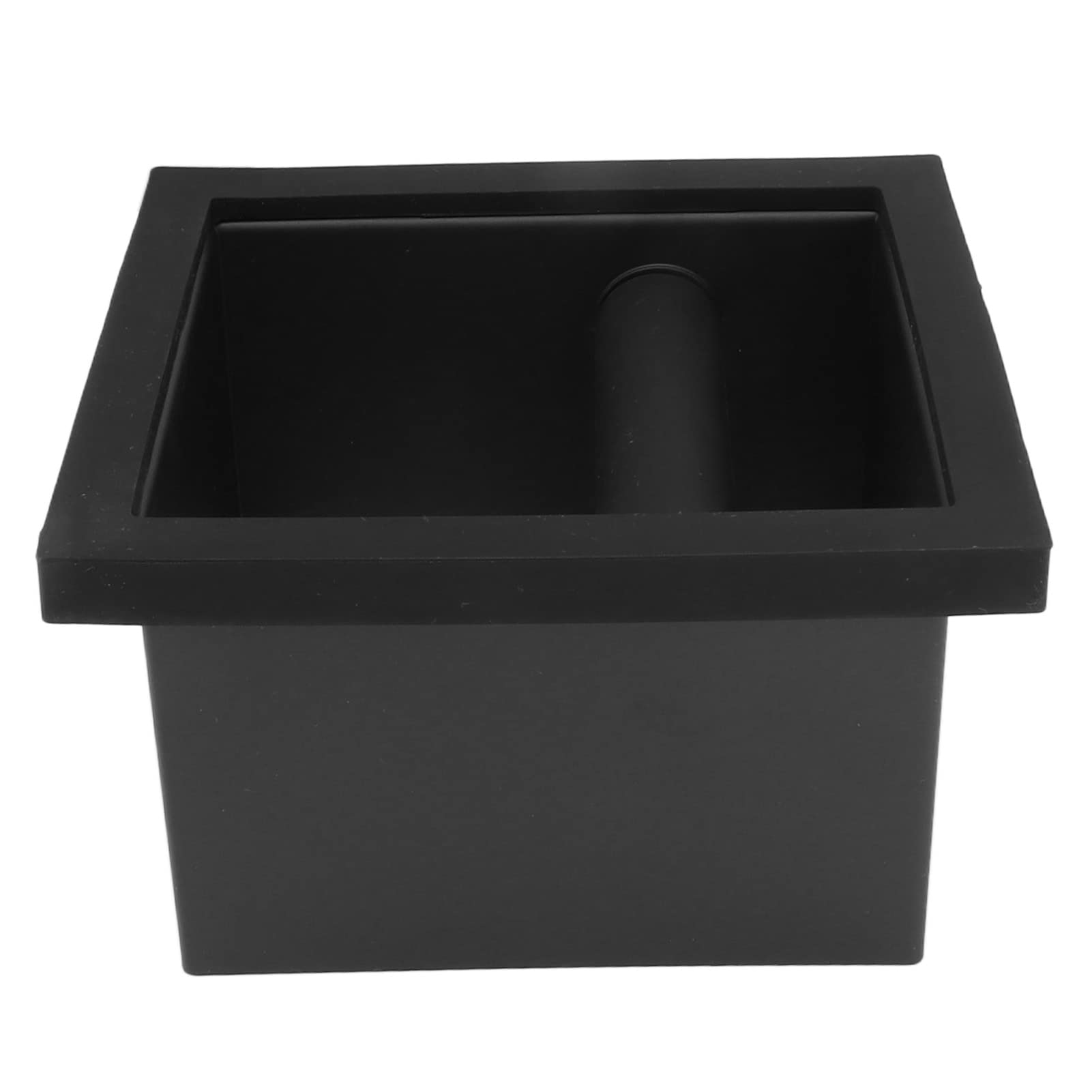 Coffee Knock Box, Open Bottom Knock Box Chute with Detachable Rubber Rod, Bottomless Knocking Residue Box Rubber PTFE Steel Espresso Coffee Ground Knock Box Chute for Cafe, Black