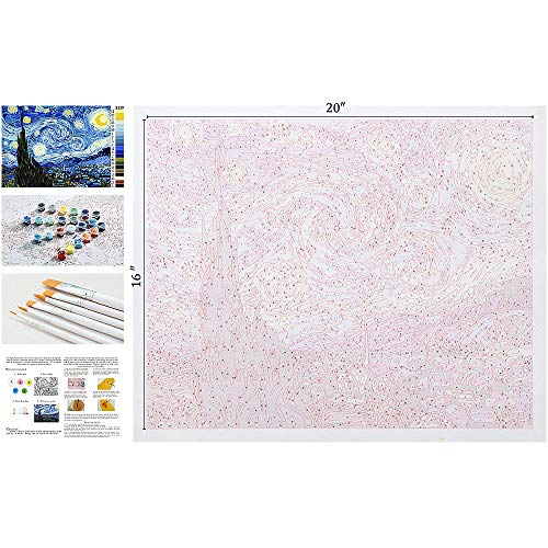 BANLANA PAINT0084 Malen nach Zahlen, Acryl, Van Gogh die Sternennacht, Frameless – Bild 4