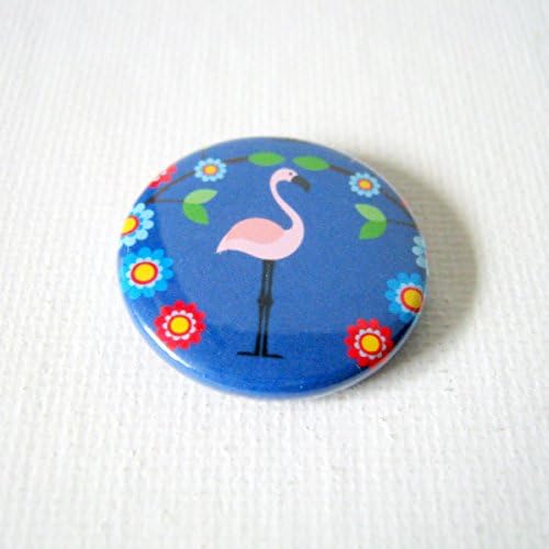 Flamingo with Flowers Pin Button Shaped Needle Minder, Needle Minder, Cross Stitch, Embroidery, Needlepoint