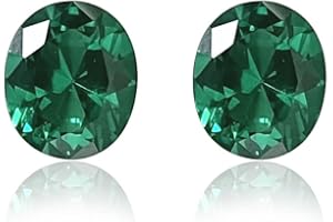 Gryrigns 2Pcs 2.3cts-8.5cts Loose Oval Imitative Emerald Stone 3A Grade VVS Clarity Nano Green Gemstone for Jewelry Making