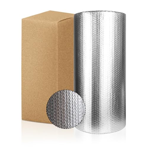 Dripex Aluminisierte Isolierfolie Dämmfolie Doppelte Alu-Luftpolsterfolie Dachisolierung 4-5mm Isolierungsfolie Wärmehaltung (1.0x30m - 30㎡)