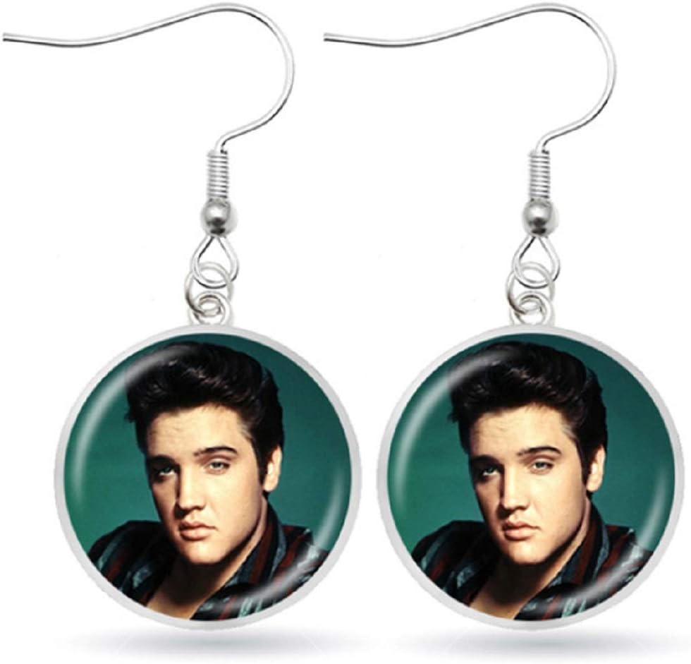 Sexy Intense Elvis Earrings with Turquoise Background. Absolutely Beautiful & approximately the size of a dime.
