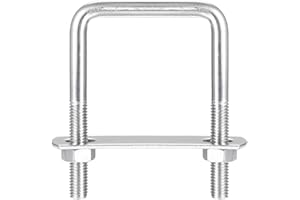uxcell Square U-Bolts, 2 Sets 52mm(2.05") Inner Width 80mm Length M8 304 Stainless Steel U Clamp Bolt with Nuts and Plates, f