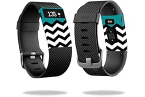 MightySkins Skin Compatible with Fitbit Charge HR Watch Cover wrap Sticker Skins Teal Chevron
