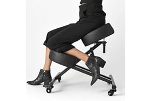 Sleekform Ergonomic Kneeling Chair - Adjustable Seat Angle and Height - Ergonomic Posture Kneeling Stool Chairs for Office and Home - Thick Comfortable Cushions, Wheels