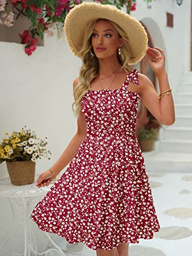 AILSI WOMENS RED FLORAL DRESSES FOR WOMEN 2023 CUTE SPAGHETTI STRAP TUBE DRESS RESORT WEAR FANCY PREPPY DRESS PARTY COCKTAIL MINI TEEN DRESSES FOR WOMEN CASUAL SUMMER(SMALL,BURGUNDY FLORAL)