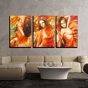 3 Piece Canvas Wall Art - Female Figures Handmade Oil Painting on Canvas - Modern Home Art Stretched and Framed Ready to Hang - 16"x24"x3 Panels