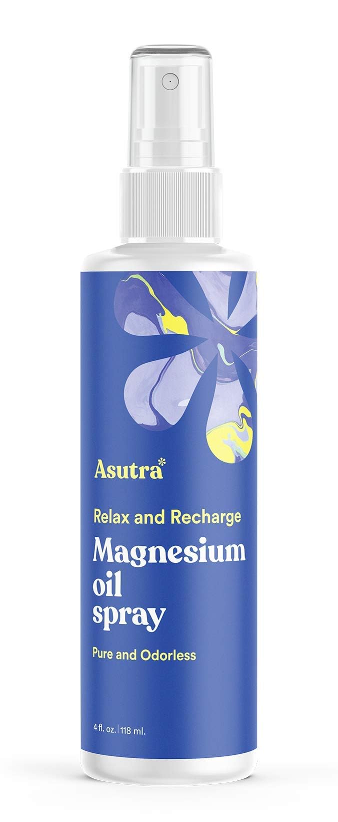 ASUTRA Magnesium Oil Spray, 4 fl oz - Magnesium Spray for Leg Cramps, Pain Relief Derived from Zechstein Seabed