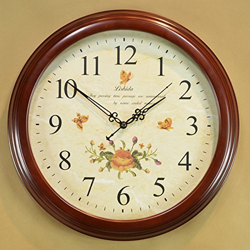 代引不可 ヨーロッパのソリッドウッドミュートクリエイティブウォールクロックリビングルームダイニングルームクロック北欧ヨーロッパ近代ミニマートベッドルームウォールチャート 色 A B07dv73jlda Www Gcc Ccpf Com