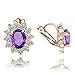 Yoursfs Clip on Earrings For Women Purple Crystal Flower Cubic Zirconia Womens Non Piercing Earrings