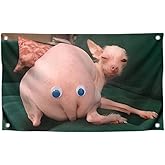 3x5 Feet Funny Dog with Eyes On His Butt Flag - Meme Animal Tapestry with Four Brass Grommets - Polyester Funny Tapestry College Dorm Guys Decor - Single Sided Wall Posters Cute Dog for Bedroom