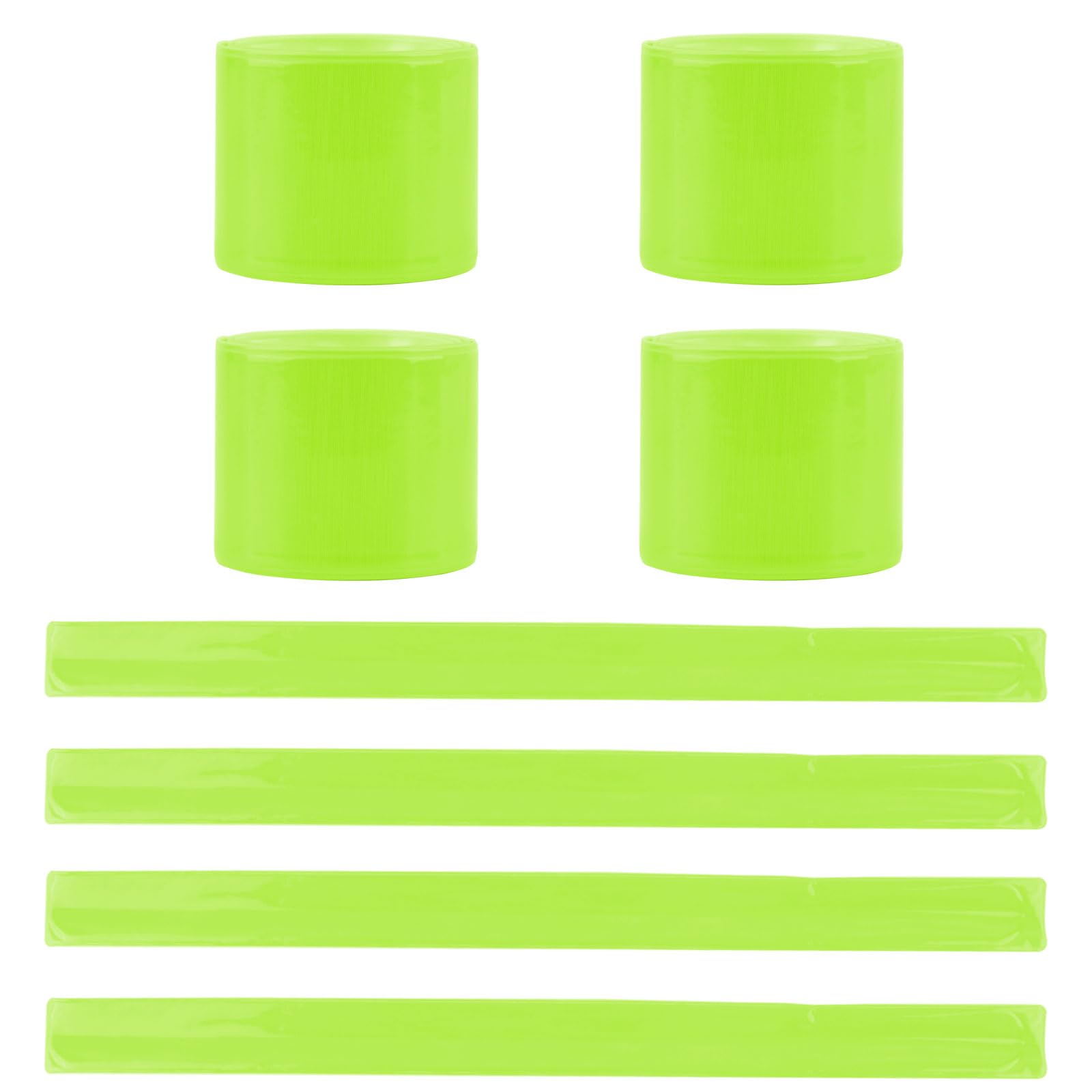AYNKH 8 Pcs 40CM Reflective Bands, Safety Wristband Snap Bracelets, Green Reflectors, Bike Pants Band, for Running, Cycling and Training at Night, for All Ages and Genders