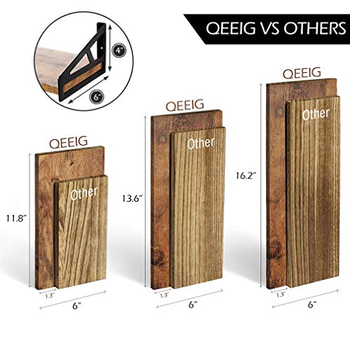 QEEIG Floating Shelves Bedroom Rustic Wall Mounted Shelf Bathroom Shelfs Kitchen Living Room Farmhouse Bookshelf Set of 3