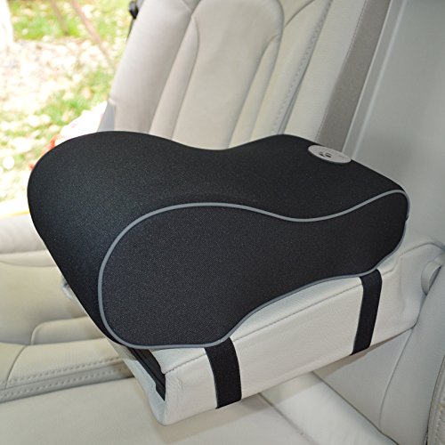 Memory Foam Car Armrest Pillow Breathable Soft Car Center Consoles Cushion All Seasons Universal Auto Seat Arm Rest Pad Mat - Black - Thumbnail 2