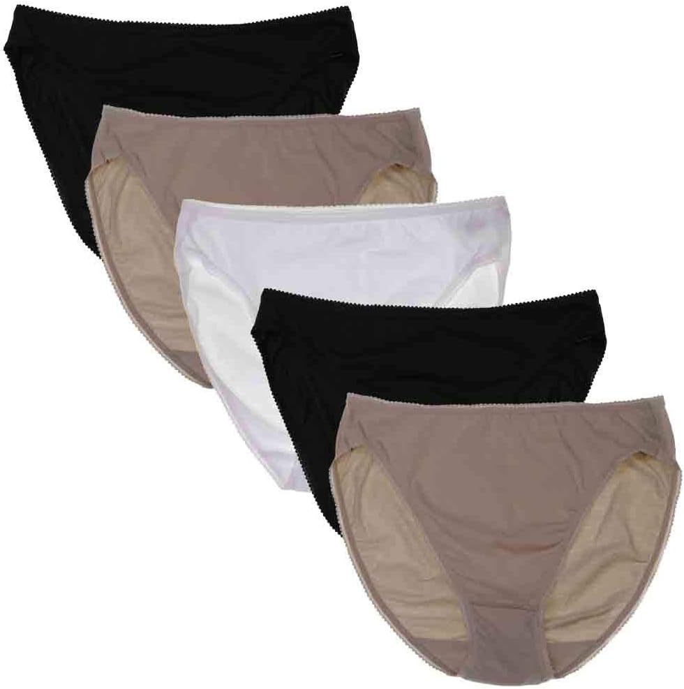 Ladies Multipack 5 Pair Pack Cotton Rich High Legs Briefs Knickers M S L