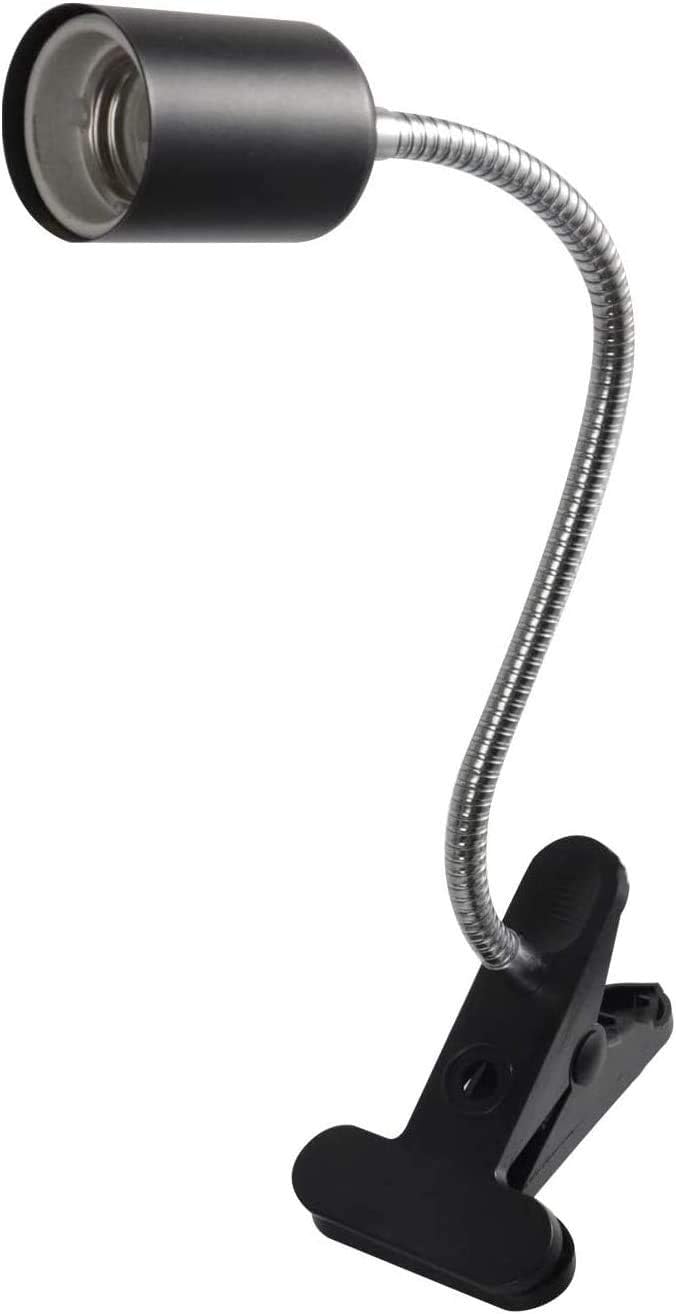 Desk Lamp, DELFINO 360° Desk Lamp Holder Clip-on Adjustable Flexible E27 Light Base, Table Clip Desk Lamp Socket for Growing, Kitchen, Office, Camping, Black (Bulb not Included)