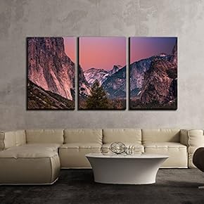 3 Piece Canvas Wall Art - Grand Landscape with Mountains and Valleys - Modern Home Art Stretched and Framed Ready to Hang - 16"x24"x3 Panels