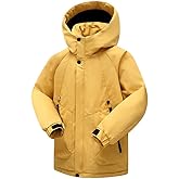 Weixinbuy Kids Unisex Waterproof Jackets Boys Girls Lightweight Padded Thicken Hooded Raincoat Leisure Outdoor Outerwear