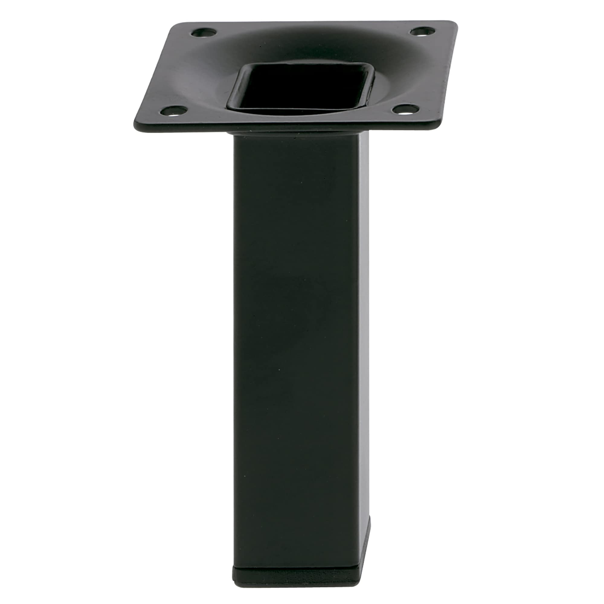 Amig - Square Furniture Leg | Model 3 | 25 x 25 x 200 mm | with Regulation Screw | Screws by 4 Points | Holds up to 15 kg/Leg | Black Steel
