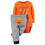 Carter's Unisex Baby First Halloween 2-piece Bodysuit Pant Set (18 Months, Orange/Black)