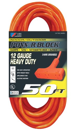 Us wire 64050 12/3 50-foot sjtw orange heavy duty exten…