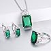 J.MOSUYA 925 Sterling Silver Plated Jewelry Set For Women, Swarovski Element Crystal Earring Necklace Set Emerald, Size 8