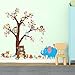 ElecMotive Forest Animal Elephant Monkey Owls Bear Tortoise Koala Tree Nursery Wall Stickers Wall Murals DIY Posters Vinyl Removable Art Wall Decals for Kids Girls Room Decoration (Bear Under Tree)