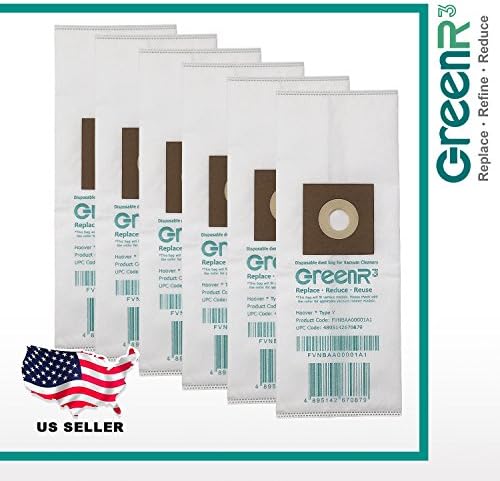 GreenR3 6-PACK Non-woven vacuum bags For Hoover Type Y fits WINDTUNNELS TEMPO UPRIGHTS 4010100Y PN Model Series Parts Accessories Replacement Replenishment and more
