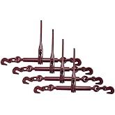 Mytee Products 4 Pack 5/16"-3/8" Heavy Duty Ratchet Chain Binder w/Grab Hooks 5,400 Lbs Working Load Limit | Tie Down Hauling Chain Binders for Flatbed Truck Trailer
